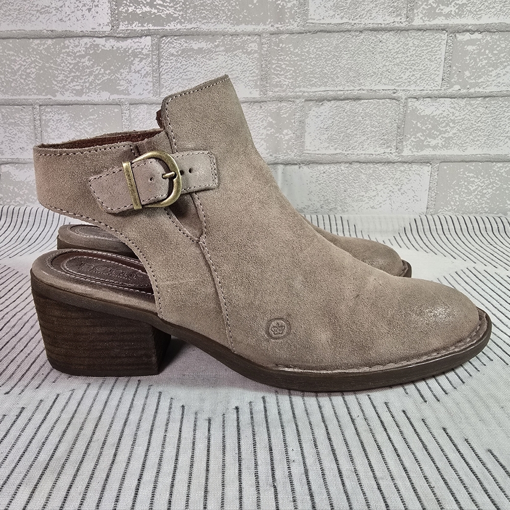 Born Leather Booties Brown/tan Sling Back Ankle Size 8.5 - Picture 5 of 12